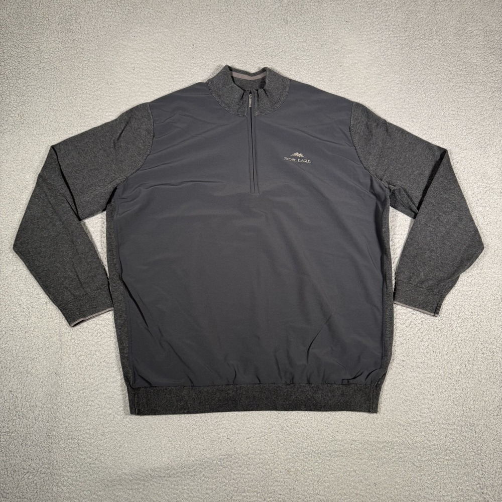 Adipure Adidas Sweater Mens XL‎ Gray Nylon Blend Stone Eagle Golf Club Preppy